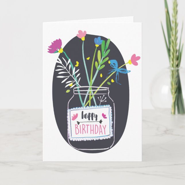 Carte Des fleurs de joyeux anniversaire - personnalisez (Devant)