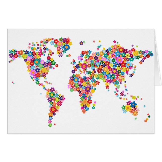Carte des fleurs de la carte du monde (Devant horizontal)