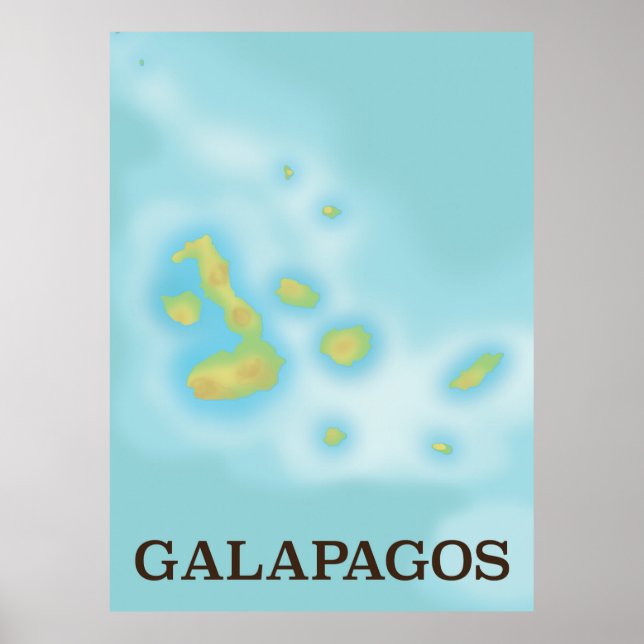 Carte des Galapagos poster vacances (Devant)