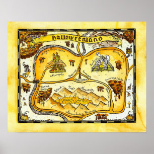 Carte des Halloweenland Poster d'Halloween