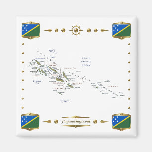 Carte des Îles Salomon + Magnet des drapeaux