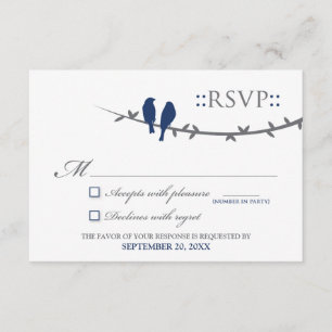 Carte des inséparables RSVP (bleu marine et blanc)