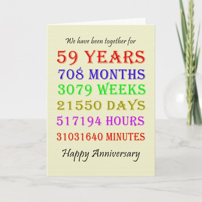 Carte des jalons du 59e anniversaire (Devant)