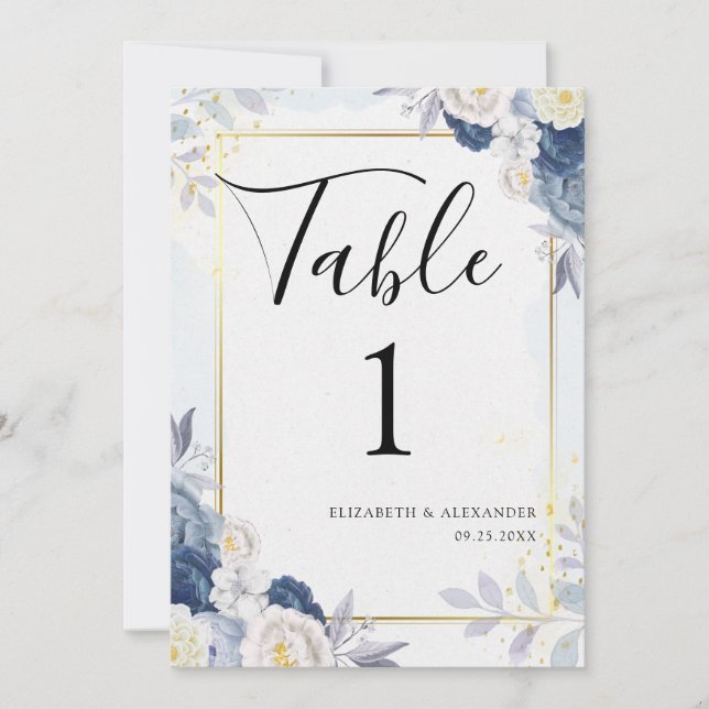 Carte des numéros de table de Mariage Floral Dusty (Devant)