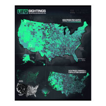 Carte des observations OVNI 16" x 20" Poster (Matt
