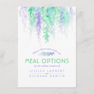 Carte des options de repas en cascade de fleurs ve