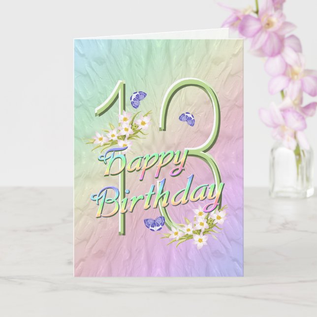 Carte des papillons et fleurs du 13e anniversaire (Orchidée)