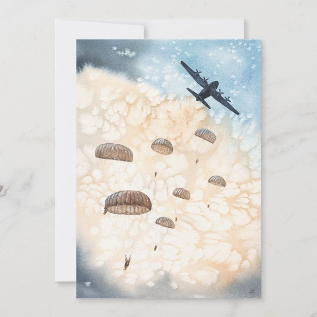 Carte Des parachutistes aéroportés sautent des avions He (Devant)