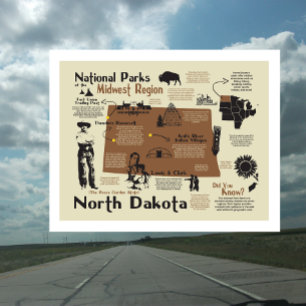 Carte des parcs nationaux du Dakota du Nord