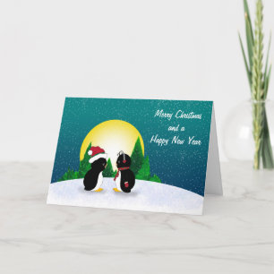 Carte des pingouins de Noël