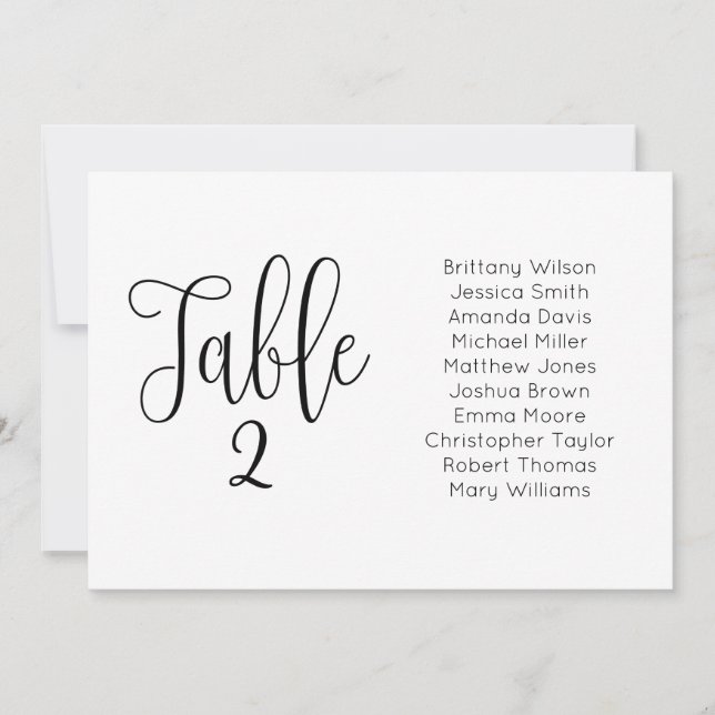 Carte des places mariages moderne. Plan de table d (Devant)