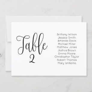 Carte des places mariages moderne. Plan de table d