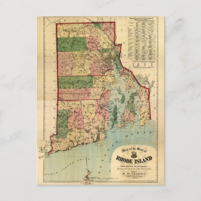 Carte des plantations de l'île de Rhode et de la P (Devant)