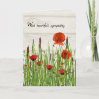 Carte des Popies et Cattails Sympathy