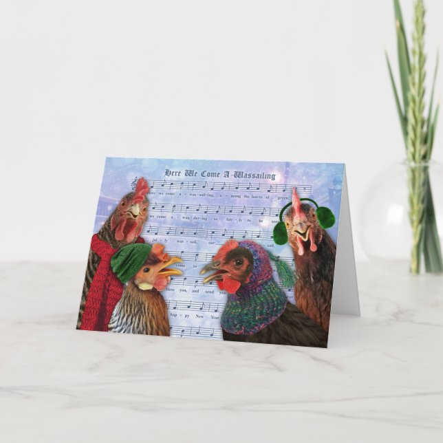 Carte Des poulets chantent des chants de Noël (Devant)