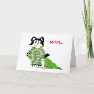 Carte des pyjamas du chat du jour de mère