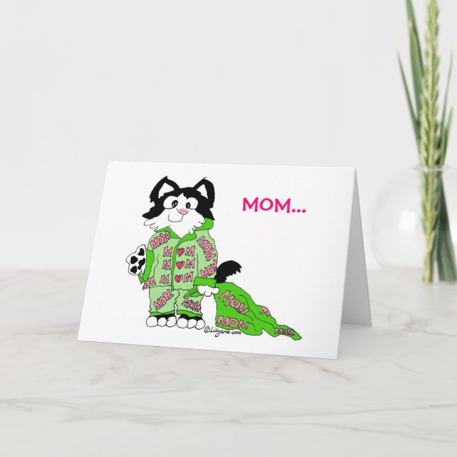 Carte des pyjamas du chat du jour de mère (Devant)