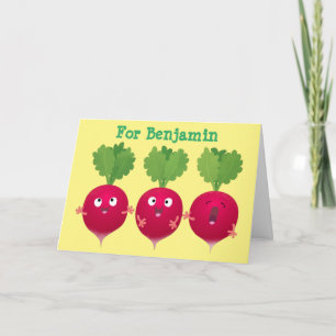 Carte Des radis mignons chantant des légumes de dessin a