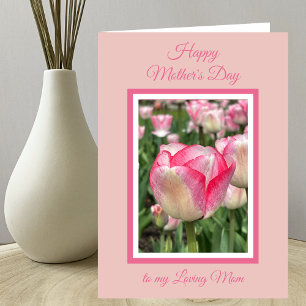 Carte des tulipes roses de la fête des mères chrét