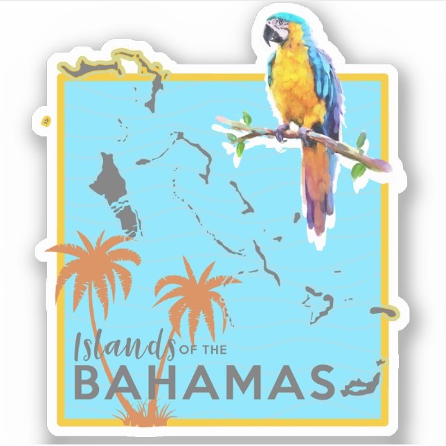 Carte des vacances de perroquets Bahamas Sticker C (Devant)