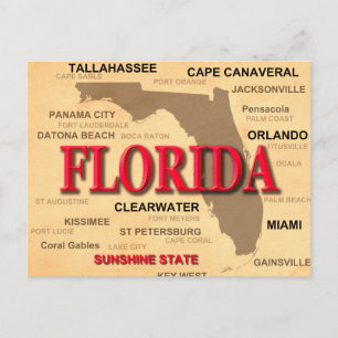 Carte des villes et villes de Floride State Pride