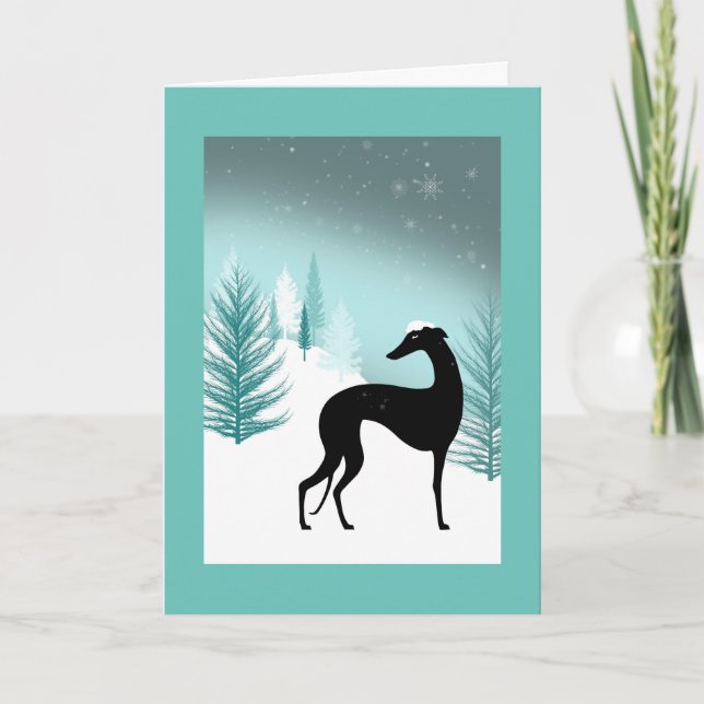 Carte des voeux Greyhound sous la neige (Devant)