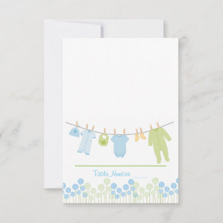 Carte d'escorte Baby shower en tissu bleu et vert