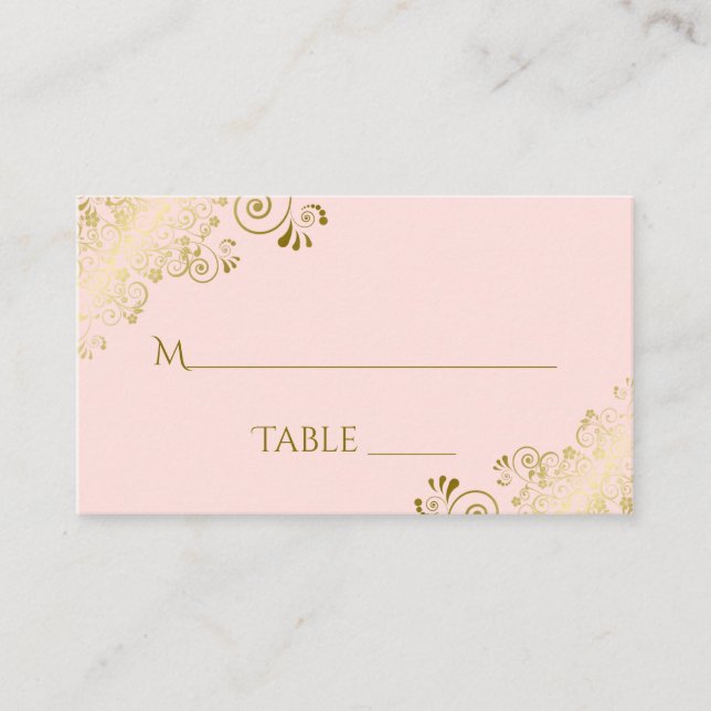 Carte d'escorte Mariage en dentelle or rose vif (Devant)
