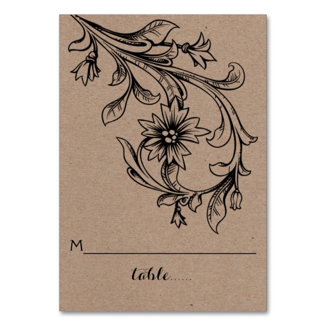 Carte d'escorte pliée mariage en papier Kraft (Par défaut)