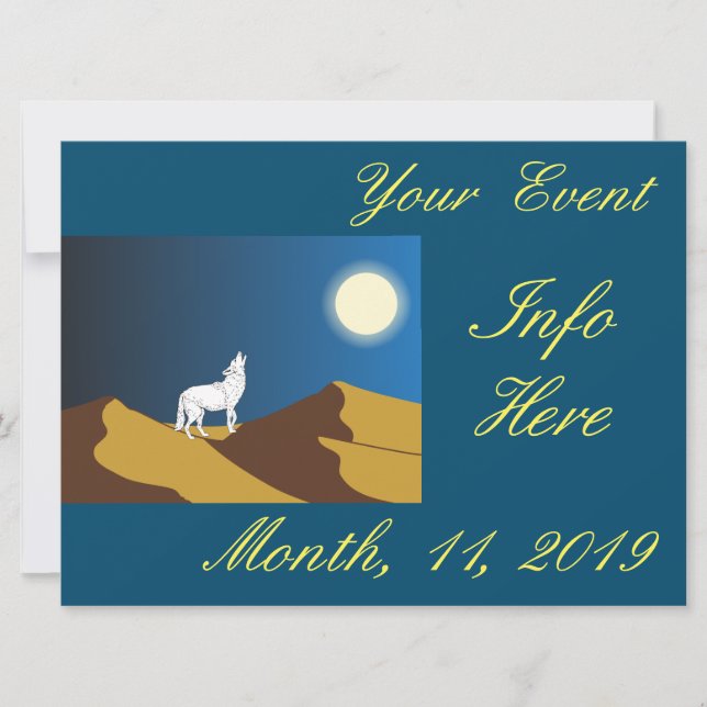 Carte Desert Coyote Howling Pleine lune Thunder_Cove (Devant)