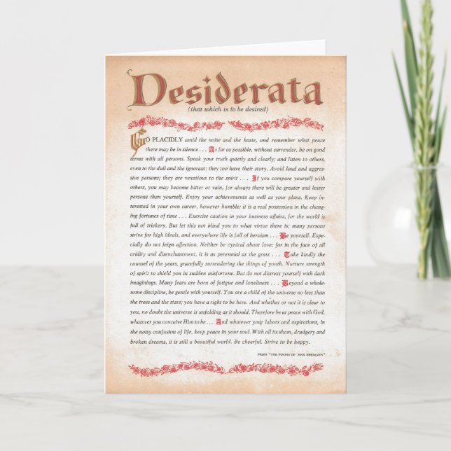 Carte DESIDERATA (Devant)