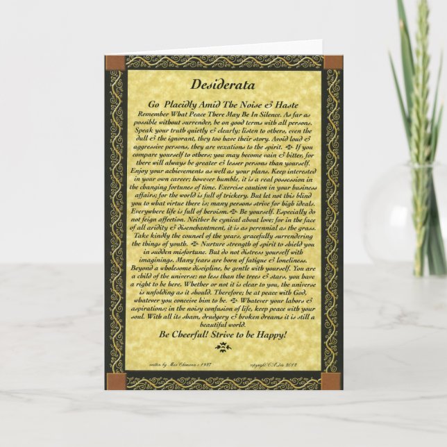 Carte DESIDERATA (Devant)