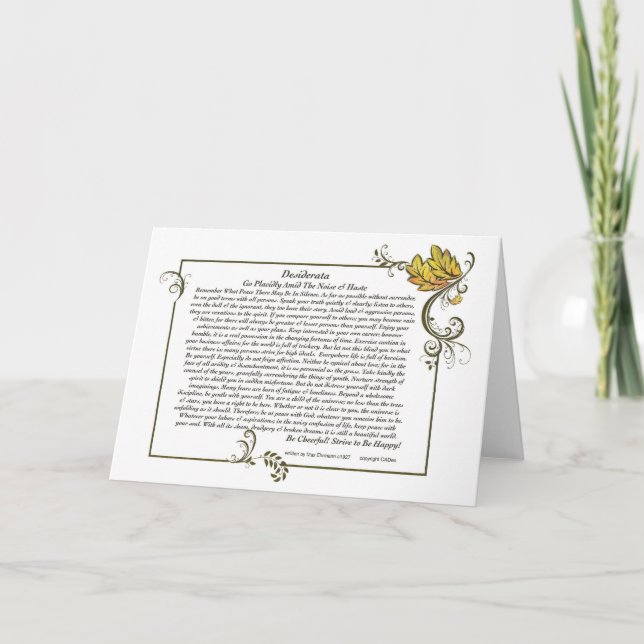 Carte DESIDERATA par Max Ehrmann - Feuilles d'auto (Devant)