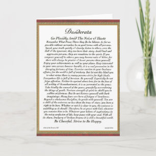 Carte DESIDERATA par Max Ehrmann-Formal