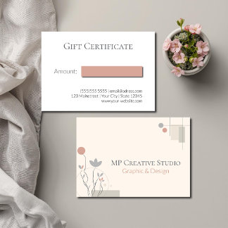 Carte Design Abstrait Pastel : Florales Modernes & Géomé