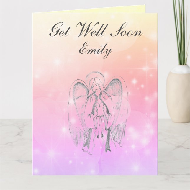 Carte Design Angel personnalisé Obtenez bien (Devant)