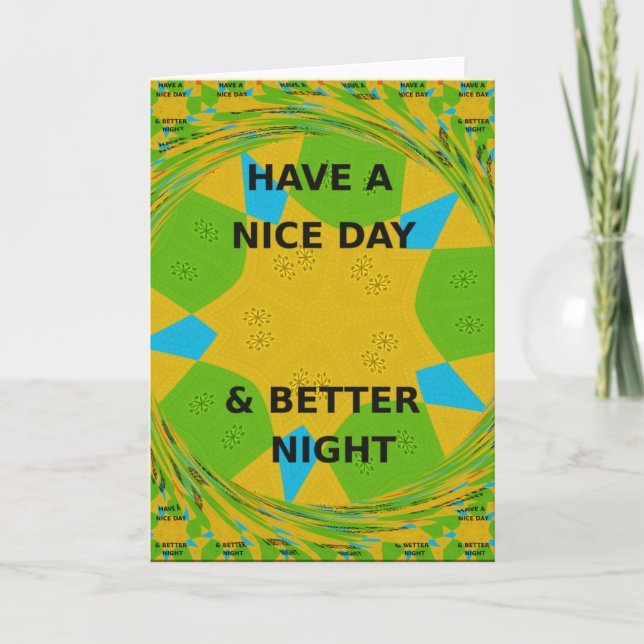 Carte Design circulaire "Bonne journée et meilleure nuit (Devant)