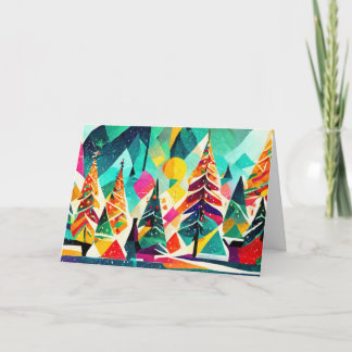 Carte Design coloré des arbres de Noël