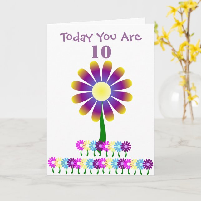 Carte Design de fleurs Personnalisé 10e anniversaire (Fleur jaune)