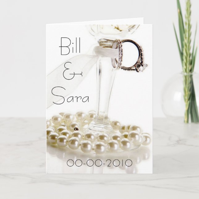 Carte Design de perles de Mariage blanc romantique (Devant)