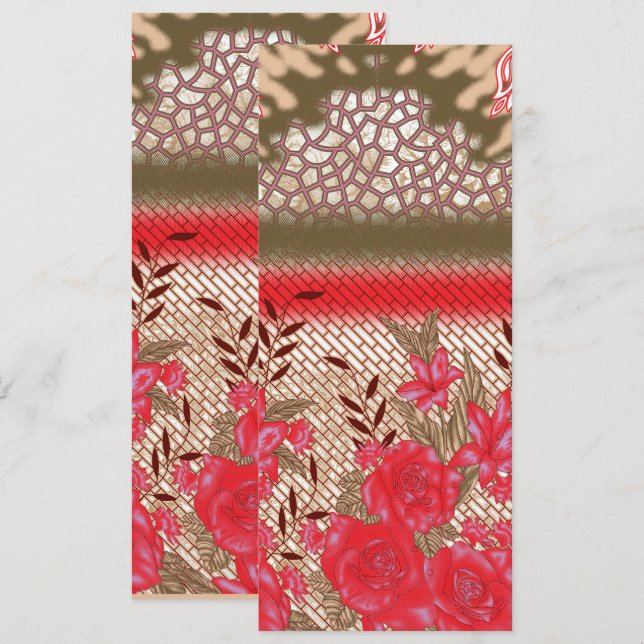 Carte Design de tissu complexe avec motifs floraux (Devant / Derrière)