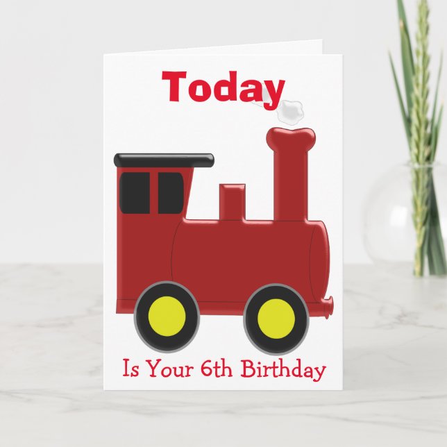 Carte Design de train rouge 6e anniversaire personnalisé (Devant)