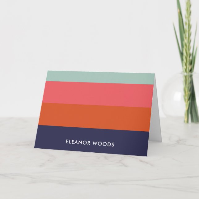 Carte Design élégant à rayures multicolores personnalisé (Devant)