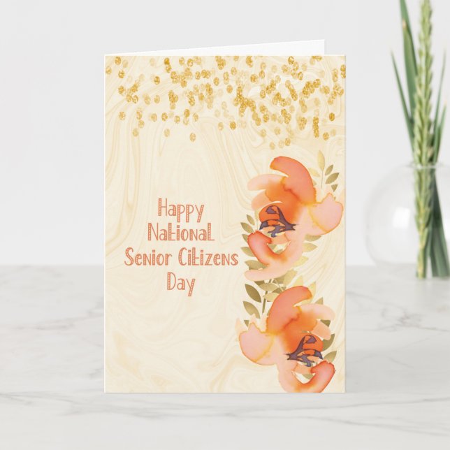 Carte Design floral avec diamants Faux pour la journée p (Devant)
