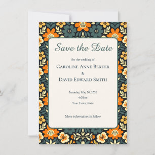 Carte Design floral moderne sarcelle et orange Enregistr