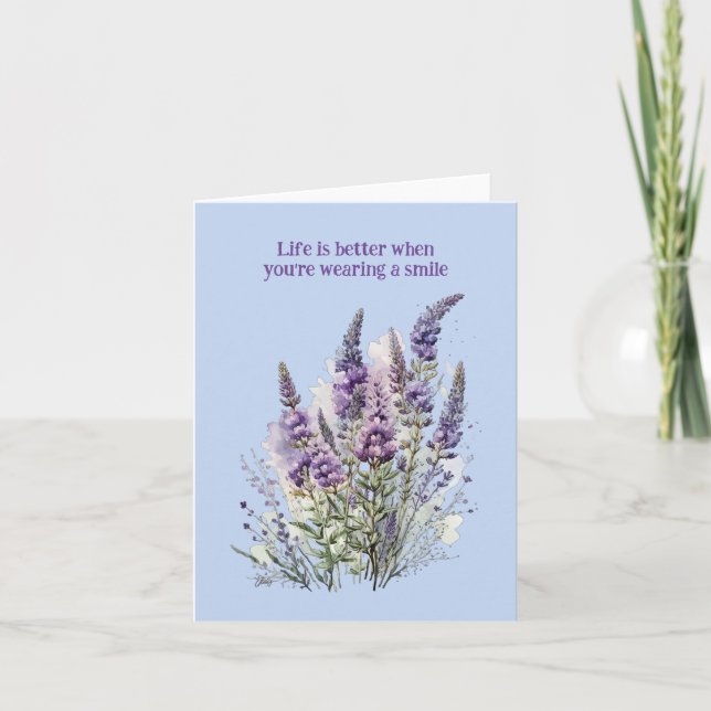 Carte Design floral violet élégant pour n'importe quelle (Devant)
