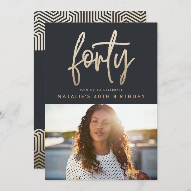 Carte Design moderne 40e anniversaire simple élégant scr (Devant / Derrière)