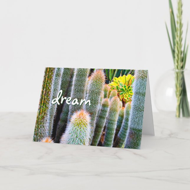 Carte Design moderne Fuzzy Green Cactus Dream Script (Devant)
