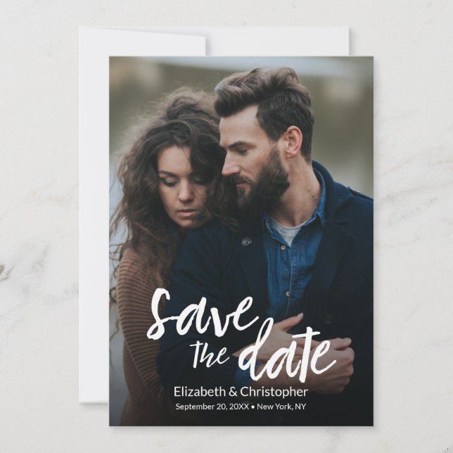Carte Design moderne manuscrit QR CODE mariage site Web (Devant)