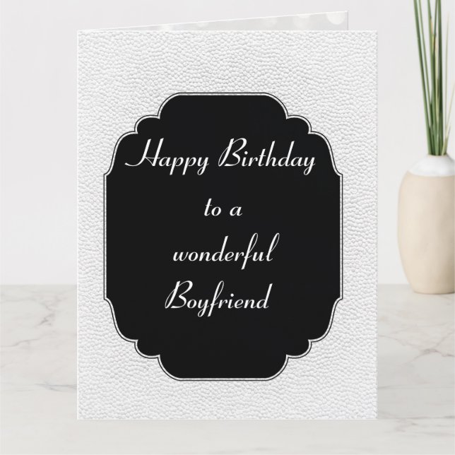 Carte Design moderne noir et blanc Anniversaire Boyfrien (Devant)